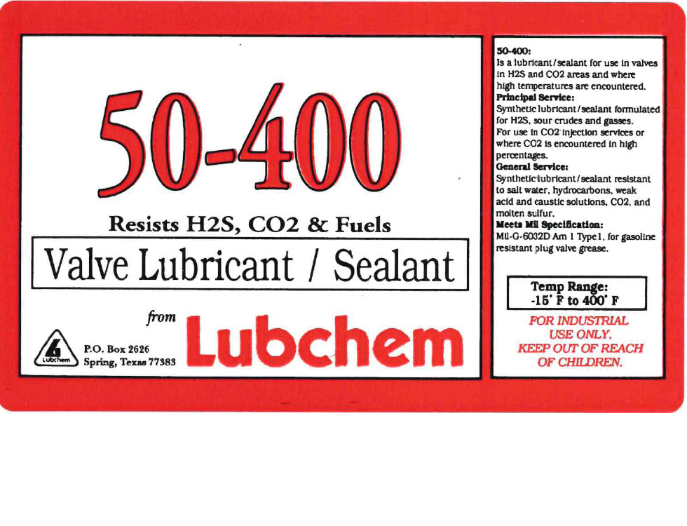 Lubchem Everlast 50-400 Valve Lubricant / Sealant