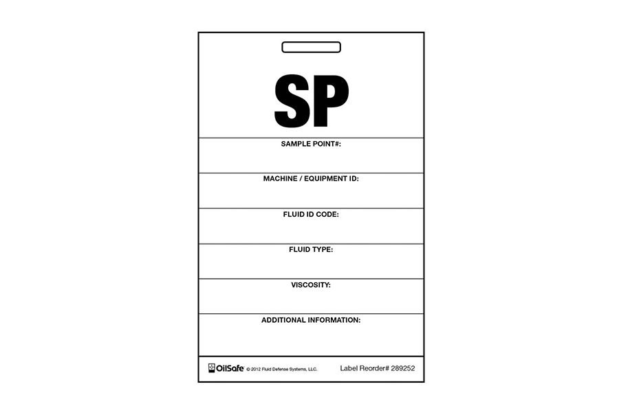 Oil Safe 289252 Sample Point Label - Plastic Card - Detailed