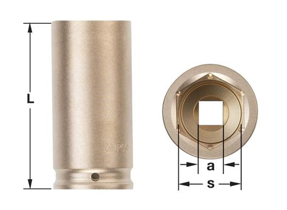 DWI-1/2D1-1/16 - AMPCO Socket DW Impact 1/2D 1-1/16''