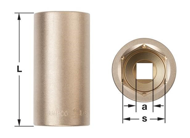 DW-1/2D1 - AMPCO Socket Deep Well 1/2D 1''