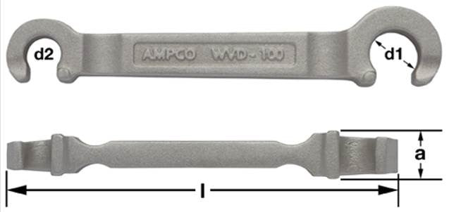 WVD-100 - AMPCO Wrench Valve Wheel Double 15/16x5/8'', 8'' OAL
